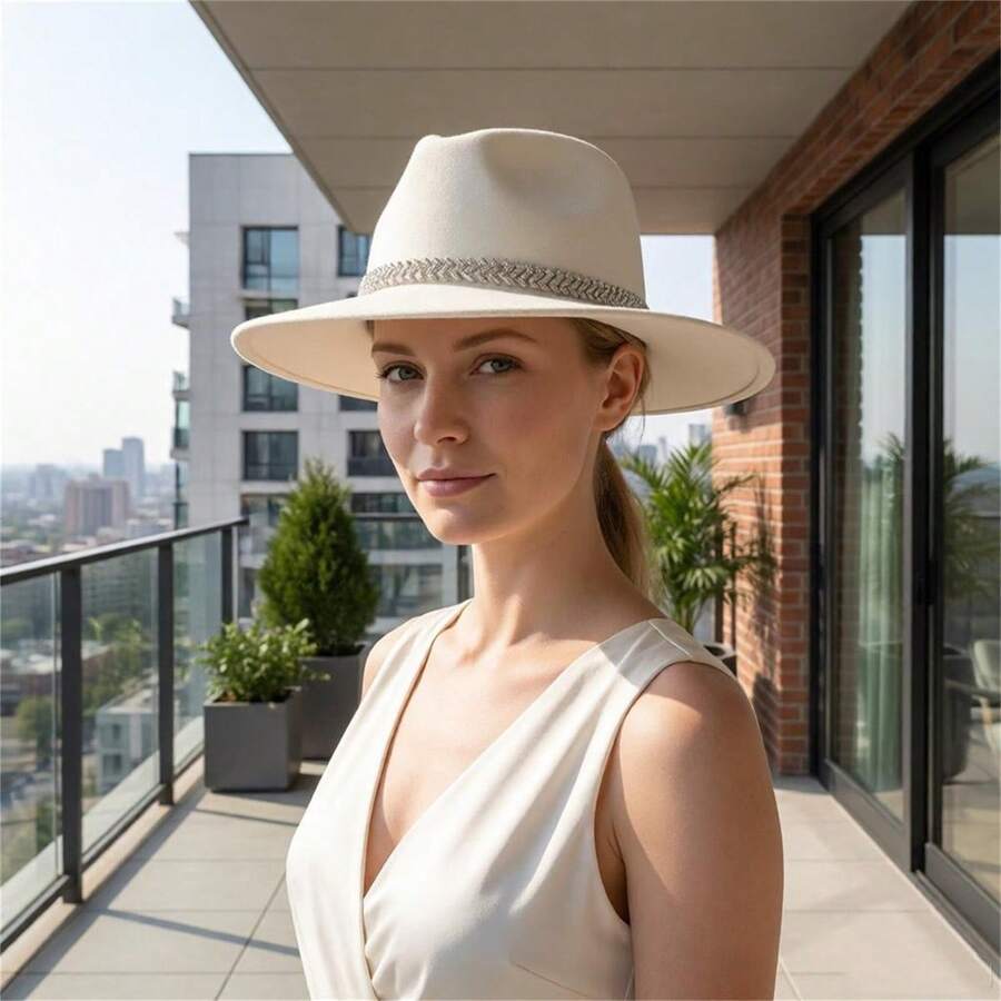 Women Men Panama Hat Elegant Wide Brim Fedora Caps With Rhinestone Band ...