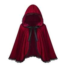 Red Hooded Cape With Black Lace Trim, Little Red Riding Hood Costume, For Halloween Cosplay, Gothic Outfit, Carnival, Masquerade, Christmas Party And Stage Performance - Multicolor - View 17