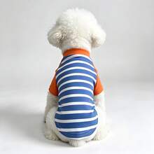 1PC Pet Cat/Dog Striped T-Shirt Cute Casual Comfortable Pullover, Suitable For Small And Medium Sized Pet Clothing - Blue - View 4