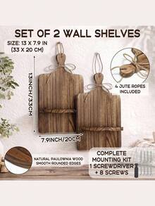 Rustic Floating Shelf Farmhouse Wall Rack Cutting Board Wooden Wall Shelf Distressed Farmhouse Wall Decor, Suitable For Living Room, Bathroom, Bedroom - Multicolor - View 5