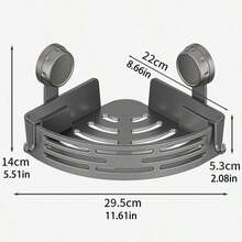No-Drill Suction Cup Corner Bathroom Shelf - Double Layer Rust-Proof Plastic Triangle Storage Rack, Suitable For Shower Area, Bathtub And Sink; Space-Saving Bathroom Storage Solution, Stylish Appearance, Painted Surface, Rust-Proof And Durable Material. - Multicolor - View 10