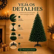 Árvore de Natal 1,80 Metros Pinheiro Canadense Verde Pé de Ferro 400 Galhos Luxo - Tamanho Único - Visão 3