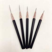 Black Hexagonal Handle Nail Liner Brushes With Jumbo Powder Brush, Professional Manicure Drawing Line Tool Kit For Salon & Home DIY - Multicolor - View 9