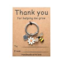 New Thank You English Greeting Card Bee Daisy Keychain Set Overseas Holiday Small Gift - Multicolor - View 12