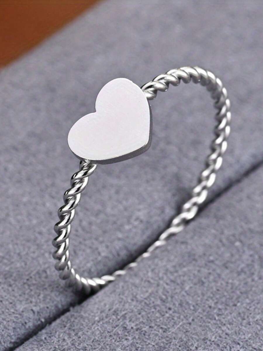 1pc Romantic Ring Women Wedding Engagement Party Jewelry Valentine's Day Gift - Silver - View 1