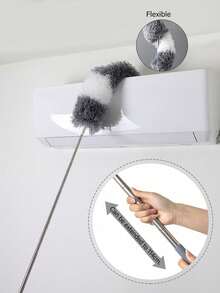 1pc Extendable Microfiber Duster With Stainless Steel Handle And Telescopic Pole, Home Dusting Fiber Brush Gap Cleaning Tool, Extendable Feather Duster, Perfect For Ceiling, Fan And Furniture Cleaning, Household Use - Multicolor - View 3