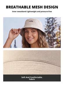 Japanese Style Reversible Bucket Hat, Unisex Casual Sun Hat, Large Head Circumference, Multi-Functional Bucket Hat For Men And Women, Suitable For Bald Heads - Apricot - View 3