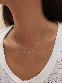 MODIAN 925 Sterling Silver Sparkle Bead Chain Choker Necklace For Women Dainty Thin Glitter Link Chain Stackable Basic Jewelry - Silver - View 2