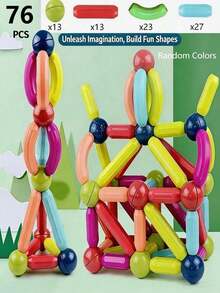 Youleli Children's Magnetic Rods And Balls Building Blocks Set, DIY Early Education STEM Construction Toy, Creative Assembly Puzzle Blocks, Suitable For Boys And Girls, Random Mixed Colors - Multicolor - View 7