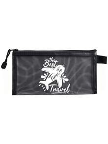 Aircraft-Themed Mesh Passport Pouch, Airplane Print, Transparent, Smooth Zipper, Lightweight Portable. Holds Passports & Tickets. Perfect For Trips. Practical Gift For Travelers To Store Receipts And Stationery Easily. Christmas Gift - Multicolor - View 14