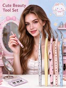1pc Curved Cartoon Tweezers, Cartoon Gold Feather Clip High Precision Anti-Static Eyelash Tweezers, Cartoon Eyelash Extension Tweezers, Eyelash Extension Tool, Beginner Tweezers, High Precision Eyelash Clip Extension Assistant, Lash Artist Gold Feather Clip Stainless Steel Sticker Tweezers, Christmas Gifts, Pink, Eyelash Curler, Gifts, Accessories, Gifts For Women, Tweezers, Tweezers - Multicolor - View 2