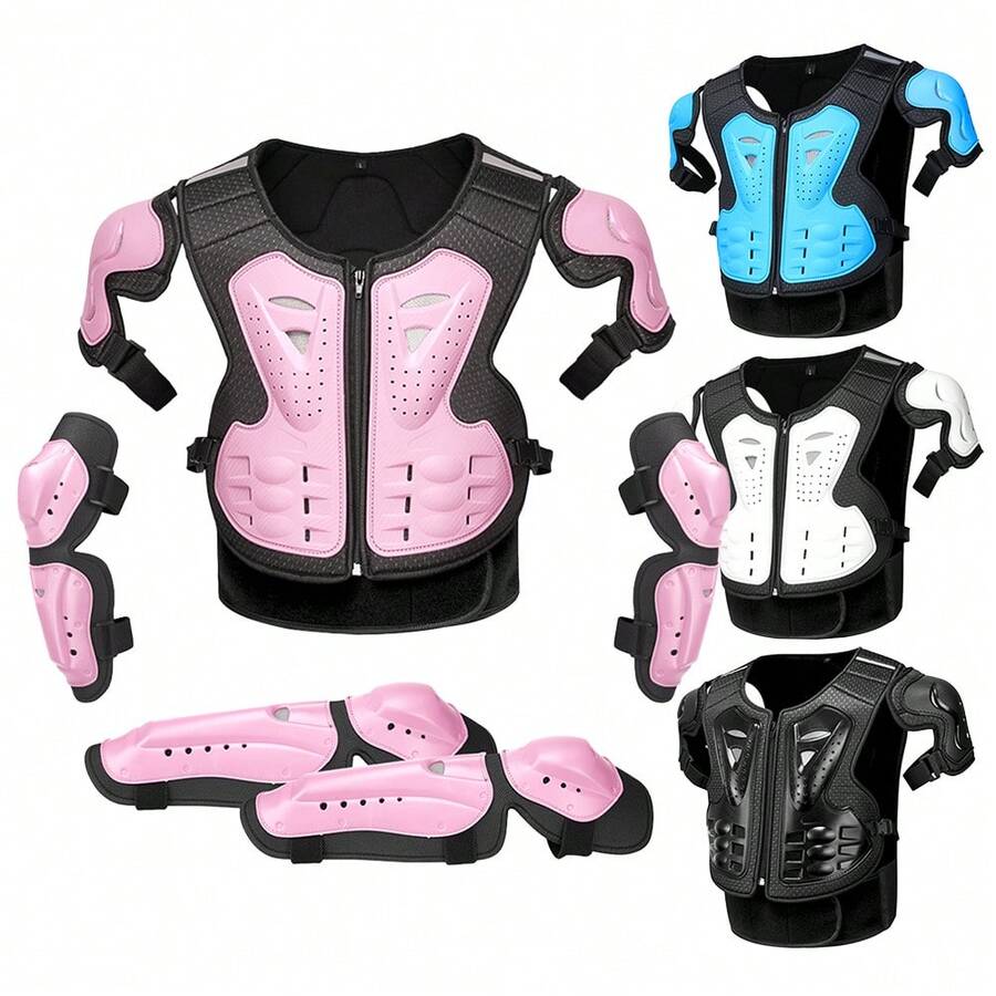 1 Buah Pelindung Motor Warna Pink untuk Off-Road, Pelindung Lutut dan Siku, Pelindung Dada dan Punggung untuk Pria dan Wanita, Hadiah untuk Pengendara Motor. - Hitam - View 1