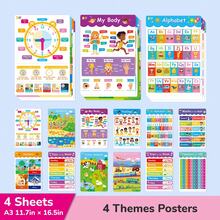 beartale 4Pcs A3 Educational Posters Set For Kids Preschool Early Learning Wall Chart, Alphabet Numbers Days Months Montessori PreK Posters Classroom Decor Teaching Aids, Toddler Kindergarten Baby Back To School Gift , Learning Materials,Halloween,Christmas - Multicolor - View 3