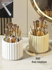 Rotating Makeup Brush Holder, Large Capacity Cosmetic Organizer, Multi-Functional Student Stationery Pen Holder, Detachable Desktop Makeup Brush Storage Tube, Vanity Storage Rack, Women's Gift, College Dorm Essentials, Apartment Must-Haves - Multicolor - View 4