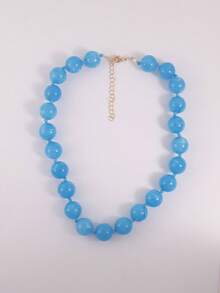 1pc Bohemian Style Round Geometric Plastic Acrylic Beaded Rope Knotted Necklace, Handmade Jewelry Gift For Women, Everyday Wear - Multicolor - View 66