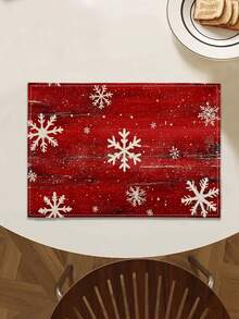 1pc Christmas Snowflake Pattern Printed Linen Table Runner, Placemat, Suitable For Holiday, Party, Birthday, Dinner, Kitchen Dining Table Decor, Shoe Cabinet Storage Cabinet Cover, All Season Room Decor, Home Textile Decor Table Runner, Placemat - Multicolor - View 15