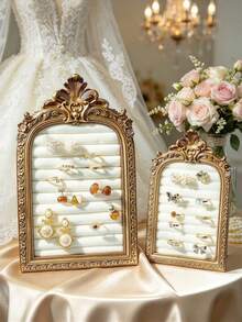 Vintage Resin Jewelry Organizer, European Retro Scroll Frame Jewelry Display Stand With Velvet Ring Tray, Decorative Jewelry Storage Rack For Vanity, Bedroom, Wedding And Gift.Gift Box.Christmas.Funny Gifts.Wedding Accessories.Jewellery Organizer - Multicolor - View 1