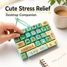 26-Grid Stress Relief Button Board With 17-Key Fun Finger Fidget Buttons, Bear Design Backpack Charm - Multicolor - View 4