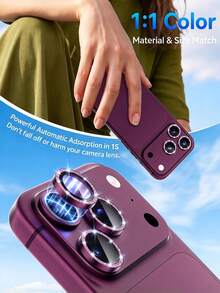 3pcs Wine Red Glitter Camera Lens Protectors Compatible With Iphone 18 Pro Max/18 Pro – Sparkling Aluminum Alloy Rings, HD Clear Covers, Scratch-Resistant, Full Lens Protection, Slim Fit, Easy Installation, Case-Friendly - Burgundy - View 6