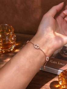Vòng tay nữ dạng mảnh đính đá rhinestone hình mũi lợn phong cách sang trọng nhẹ nhàng, dây xích mảnh, 3 màu vàng/bạc/vàng hồng, thiết kế đính đá toàn bộ tinh xảo, trang sức cao cấp đa năng cho đi làm hàng ngày - Vòng tay kim cương - Xem 7