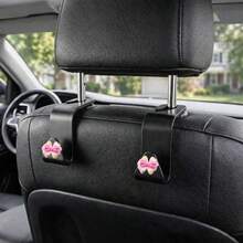 2pcs Cute Colorful Flower Bowknot Car Seat Hooks Hidden Multifunctional Creative Small Hooks - A - View 2
