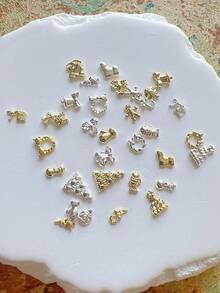 1 gói phụ kiện trang trí nail nghệ thuật mùa đông Giáng Sinh, cây thông, vòng hoa, tuần lộc, chuông, charm nail 3D bằng hợp kim kim loại - Nhiều màu - Xem 5