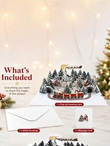 2pcs 3D Night City Snowman Forest Pop-Up Christmas Cards Handmade Winter Gift Christmas Presents Envelopes - A - View 7