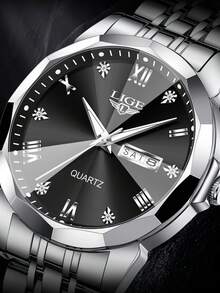 LIGE Fashion Casual Light Luxury Women's Watch Waterproof Luminous Quartz Watch Calendar Dial Watch - Silver - View 8