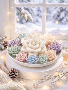 3D Succulent Flower Aromatherapy Candle Silicone Mold, 3 Sizes Available, Succulent Decorative Design - Suitable For Resin Casting, Candle Making And Clay Crafts, DIY Wax Art, Resin Crafts And Holiday Decor - Succulent Flower Mold - View 5