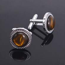 1pc Men's French Cuff Cufflinks, Metal Cufflinks With Faux Mother Of Pearl Gemstone, Business Style, Versatile And Stylish Couple Cufflinks - Multicolor - View 9
