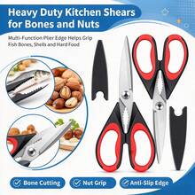 Multifunctional Household Scissors, Heavy Duty Stainless Steel Kitchen Shears With Blade Guard And Soft Grip Handle, Suitable For Poultry, Chicken, Fish, Herbs, Nuts, Home Cutting Scissors - Heavy-duty Scissors - View 5