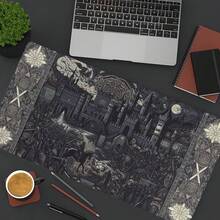 1pc Large Medieval Dark Style Gaming Mouse Pad & Keyboard Mat - Gothic Castle Design, Office & Home Desktop Accessory, Durable Computer Mouse Pad - Medieval Dark Style - View 10