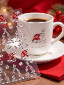 1pc Christmas Theme Rhinestone Decor Sticker Set With Tweezers, 3D Acrylic Hollow Self-Adhesive Rhinestone Stickers, Santa Claus, Christmas Tree, Snowflake, Gift Sock, Snowman, Christmas Hat, Candy Cane And More Christmas Patterns, Suitable For Phone, Water Cup, Camera, Earphone, Greeting Card, Gift Packaging, Photo Frame, Photo Album, Notebook, Aromatherapy Cup And More - one-size - View 6