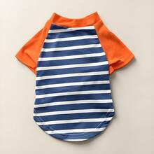 1PC Pet Cat/Dog Striped T-Shirt Cute Casual Comfortable Pullover, Suitable For Small And Medium Sized Pet Clothing - Blue - View 10
