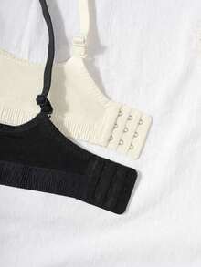 2pcs/Set Girls Ribbed Bra, Skin-Friendly, Suitable For 13-16 Years Old - Multicolor - View 5