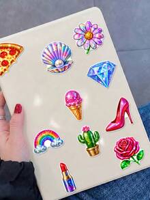 50Pcs Disco Ball Aesthetic Stickers, Rainbow Disco Heart Planet Crown Waterproof Vinyl Decals, DIY Decor For Water Bottle, Laptop, Scrapbook, Phone Case - Multicolor - View 5