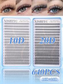 XISHIYO 640/544/384pcs D Curl Fluffy False Eyelashes Set, Dense Voluminous DIY Segmented False Eyelashes, Includes Tools, Enlarges Eyes, Lightweight And Reusable, Large Capacity Single Cluster Eyelashes Set, Soft Natural Mixed Style Eyelashes - Multicolor - View 16