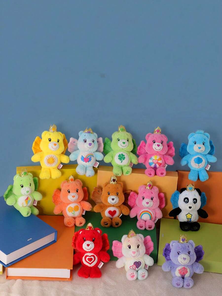 Care Bears 15cm Butterfly Wing Plush Keychain, Screaming BB Sound Cartoon Bear Bag Charm, Stuffed Pendant Backpack Decoration, Fan Edition