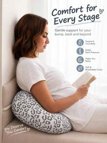 Leopard Print U-Shaped Nursing Pillow Soft Support Breastfeeding Pillow Multifunctional Pregnancy Belly Support Backrest Pillow Baby Nursing Feeding Waist Support Cushion - Grey Leopard Print - View 7