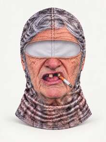 1pc Funny Realistic Face Balaclava Ski Mask For Elderly, 3D Printed Full Face Winter Style - Multicolor - View 11