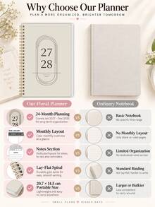 1pc Minimalist 2027-2028 A5 Planner, 24-Month Dated Monthly Schedule Book With Notes Pages & Gold Spiral,For Women Men Teachers, Home School Office Use, Holiday Gift - A5 - View 5