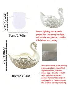 Swan Jewelry Tray, Embossed Wing Design Jewelry Storage Dish, Ins Style Pure White Desktop Organizer, Entryway Key Holder, Vanity Earring Necklace Storage, Romantic Wedding Decor Ornament, Wedding Decoration/Gift, Holiday Gift - Multicolor - View 11