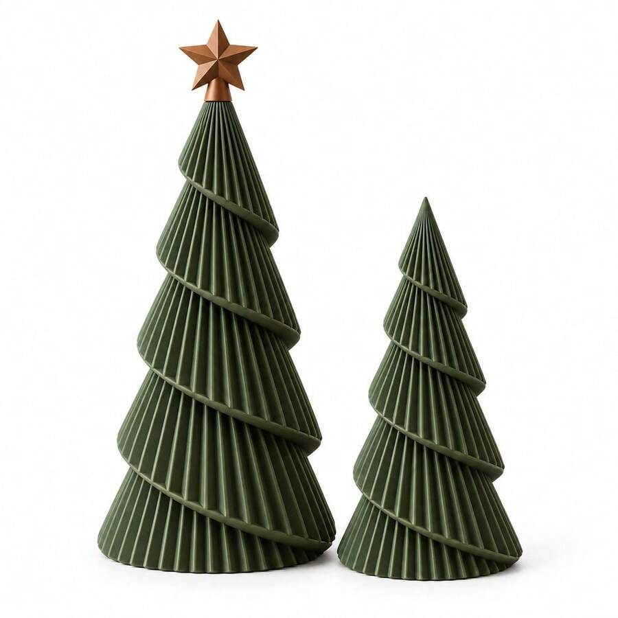 Kit 2 Mini Árvores de Natal Decorativas Minimalista Enfeite de Mesa Decoração Natalinos Pinheiro - Multicolorido - Visão 1