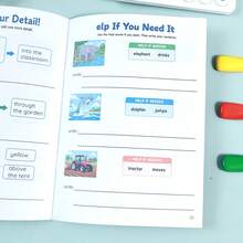 Children's English Picture-To-Sentence Activity Book, Colorful Illustrations With Vocabulary Replacement And Sentence Combination, Includes Lined Writing Area, Suitable For Basic Writing Practice And Parent-Child Learning - Multicolor - View 9
