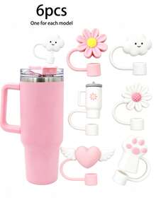 2/4/6pcs Straw Protective Caps Decorative Accessories, Dust-Proof Reusable Straw Covers, Compatible With Straws, Suitable For Women And Girls, Fashion Accessory, Gift, Souvenir, Back To School Gift, Graduation Gift, And Outdoor Activities Like Camping - Multicolor - View 16
