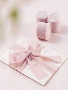 4 Rolls/1 Roll Pink Chiffon Ribbon, Soft Sheer Fabric Gift Wrapping Ribbon, Elegant Frayed Edge Design, Romantic Decorative Ribbon, Suitable For Gift Boxes, Wedding Invitations, Bouquet Wrapping, DIY Crafts, Party Decorations, And Christmas, Birthday, Valentine's Day, Halloween, Christmas And Other Holiday Handmade Wrapping Materials - Multiple Styles - View 10