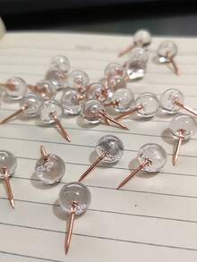 30入/50入透明圓頭圖釘 玫瑰金針頭 佈告欄地圖標記 軟木板藝術展示大頭針 - 套裝 - 查看 8