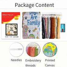 Dog Is Family Theme Cross Stitch Full Material Kit 11CT 36*36cm Zero-Based Beginner Friendly DIY Handmade Embroidery Set Home Decor Stress Relief Handmade Gift - Multicolor - View 14