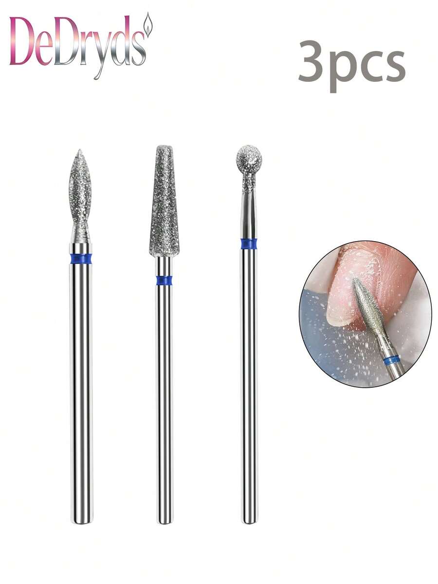 DeDryDS 3件組美甲工具套組:多功能俄式美甲前處理工具,可用於去除死皮、雕刻與拋光,錐形美甲磨頭角質層去除鑽頭 - 彩色 - 查看 1