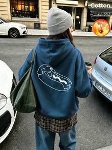 Autumn Winter Hot Dog Print Y2K - Cow Blue - View 10